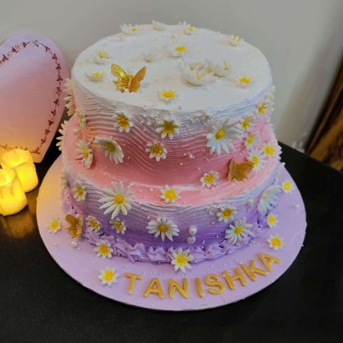 Red Velvet Cake with Flower Decoration