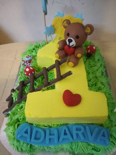 First Birthday Cake with Teddy Bear